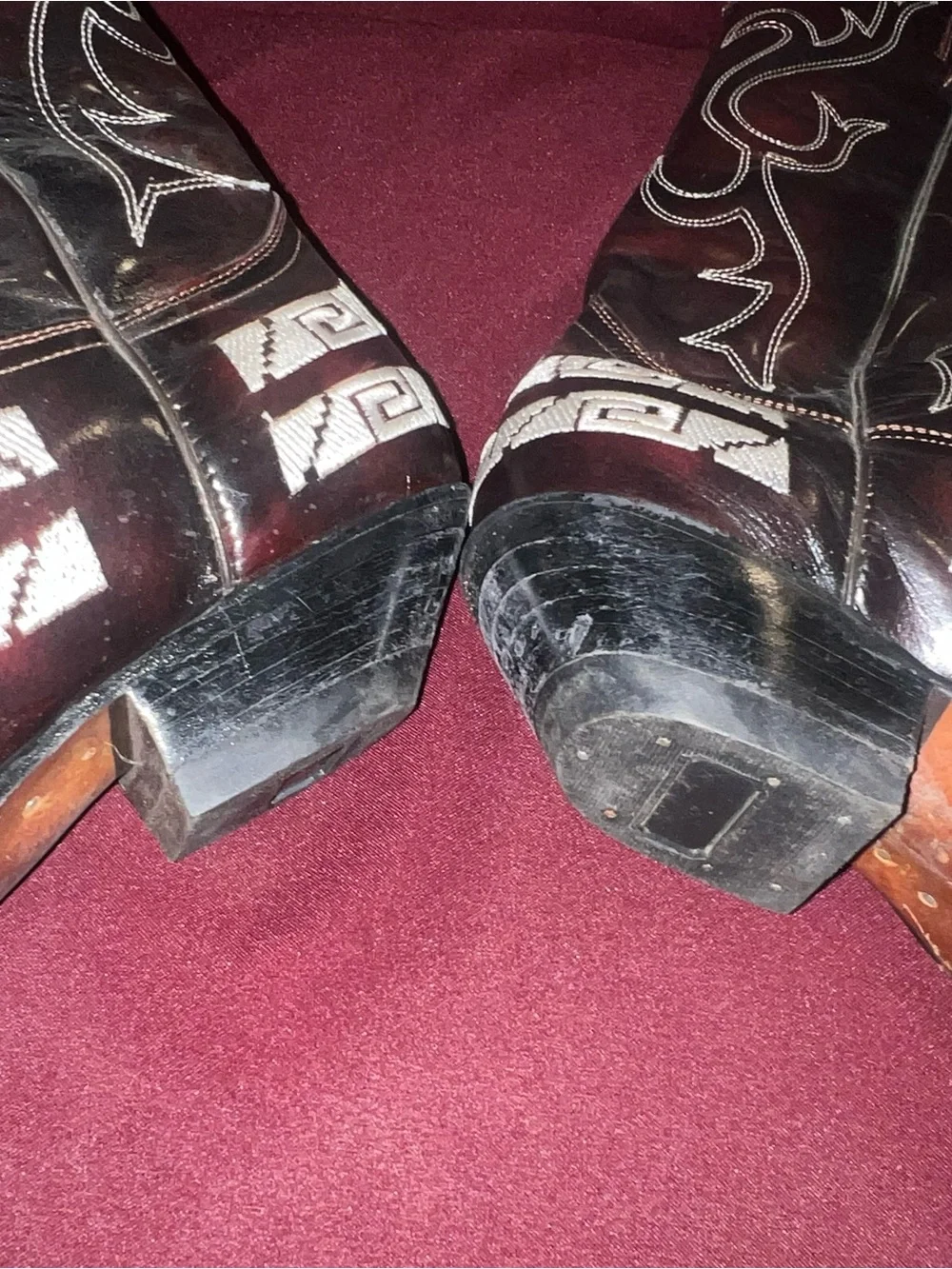 Men’s Dark brown Western Cowboy Boots with White Stitching